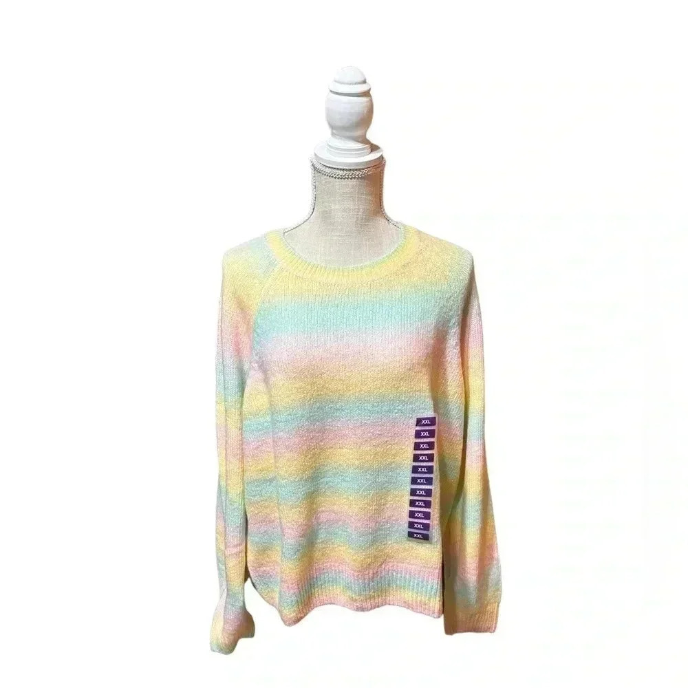 BB Dakota by Steve Madden Yellow Pastel Ombre Pullover Sweater Plus Size XXL New